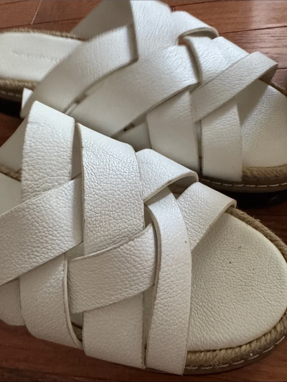 French Connection Cream Woven Slide Sandals